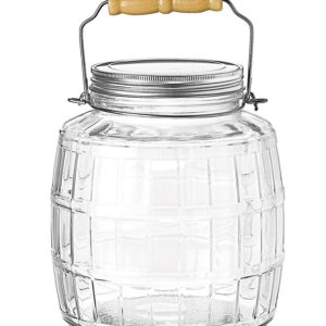 Anchor Hocking 1 Gallon Glass Barrel Jar with Lid (2 piece, brushed metal, screwable)