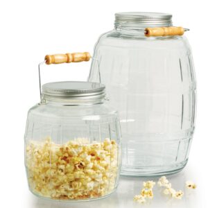 Anchor Hocking 1 Gallon Glass Barrel Jar with Lid (2 piece, brushed metal, screwable)