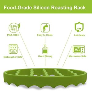 Silicone Roasting Rack for Baking Canning Cooking Steaming, Crock Pot Pressure Cooking Rack for 6 Qt 8-Quart Slow Cookers, Oval-Green-2Set