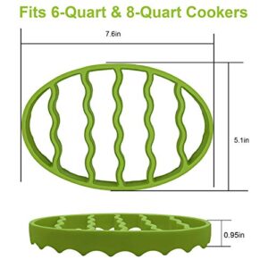 Silicone Roasting Rack for Baking Canning Cooking Steaming, Crock Pot Pressure Cooking Rack for 6 Qt 8-Quart Slow Cookers, Oval-Green-2Set