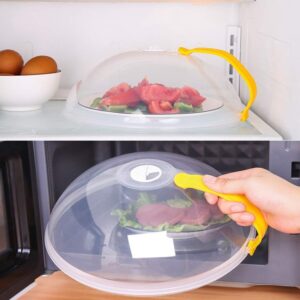 2 Pack Large Microwave Splatter Cover, Transparent Cover, Microwave Plate Cover Lid with Handle and Adjustable Steam Vents Holes Keeps Microwave Oven Clean