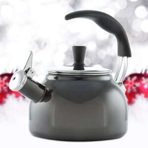 Chantal Enamel on Steel Whistling Teakettle, 1.6 quart, Onyx