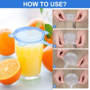 24 Pieces Silicone Stretch Can Lids Reusable Expandable Jar Lid Soda Beer Cans Round Elastic Container Lids Food Storage Covers for Mug Cup Small Bowl Fruits Vegetables Storage