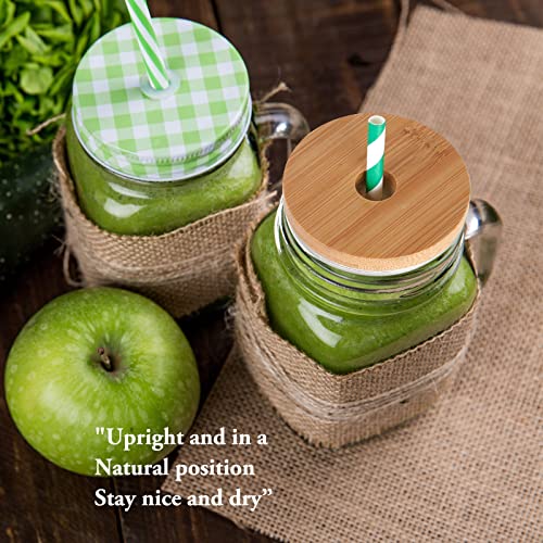 Airtight Bamboo Lids 4Pack, 70MM Mason Jar Lids with Straw Hole for Wide Regular Mouth Mason Jar (70 MM, 4Pcs) (70MM)