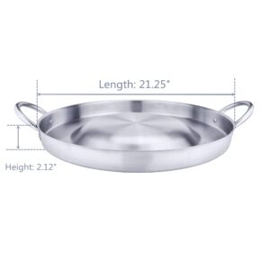 ARC, CM54 NSF Approval 21.25" Heavy Duty Stainless Steel Convex Comal Cazo Griddle Fryer Cookware, Mexican Style Wok, Great Comal para Tacos Tortillas Maker, Cooking Disco Camping (21.25'' X 2.12'')