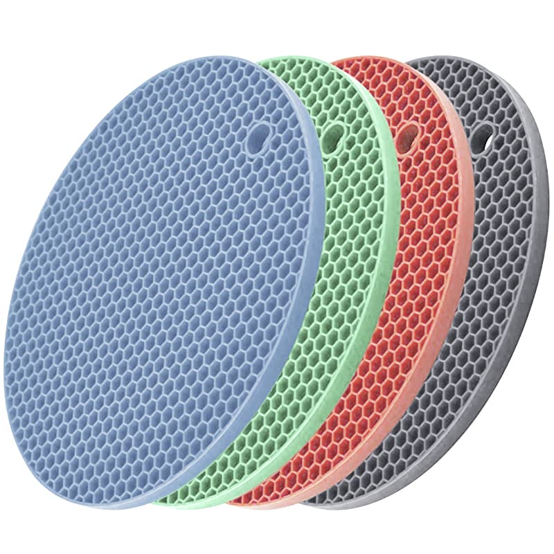 Silicone Pot Holders - Silicone Trivets for Hot Pots and Pans Silicone Hot Pads, Hot Pot Pads, Place Mats,Jar Openers,Oven Mitts 4 Colors