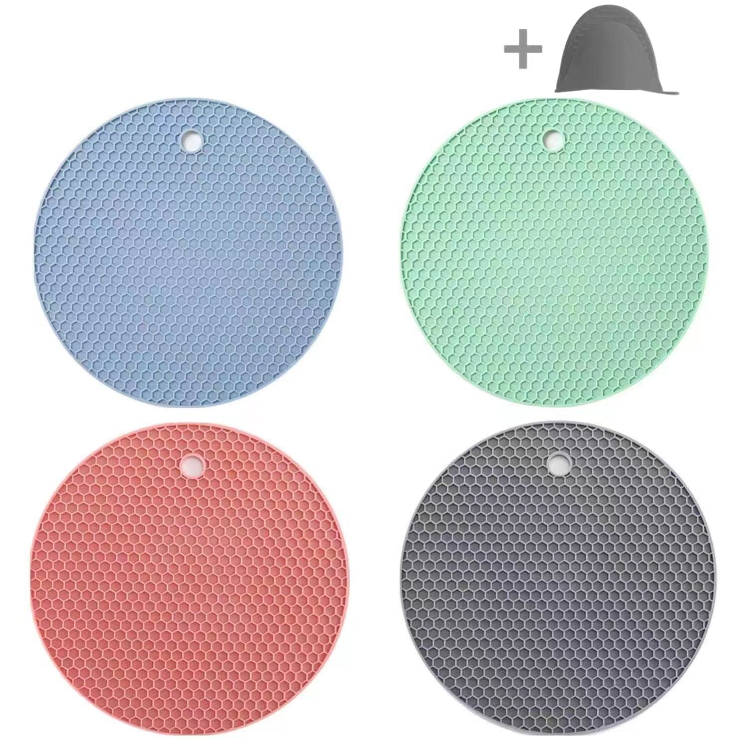 Silicone Pot Holders - Silicone Trivets for Hot Pots and Pans Silicone Hot Pads, Hot Pot Pads, Place Mats,Jar Openers,Oven Mitts 4 Colors