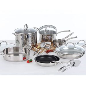 Kitchen Academy Stainless Steel Cookware Sets - 18-Piece Nonstick Cookware Sets, Kitchen Induction Pots and Pans Set