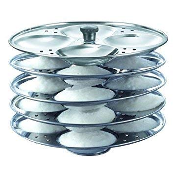 WhopperIndia Stainless Steel Idli Maker Stand with 5 Plates and 20 Cavities 4 Cavities in 1 Plate - Makes 20 Idlis