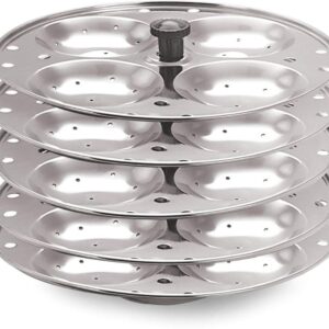 WhopperIndia Stainless Steel Idli Maker Stand with 5 Plates and 20 Cavities 4 Cavities in 1 Plate - Makes 20 Idlis