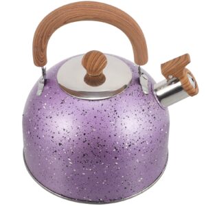 hemoton stovetop tea kettle stainless steel whistling teapot water kettle stove coffee kettle with cool grip ergonomic handle for boiling water 2l purple