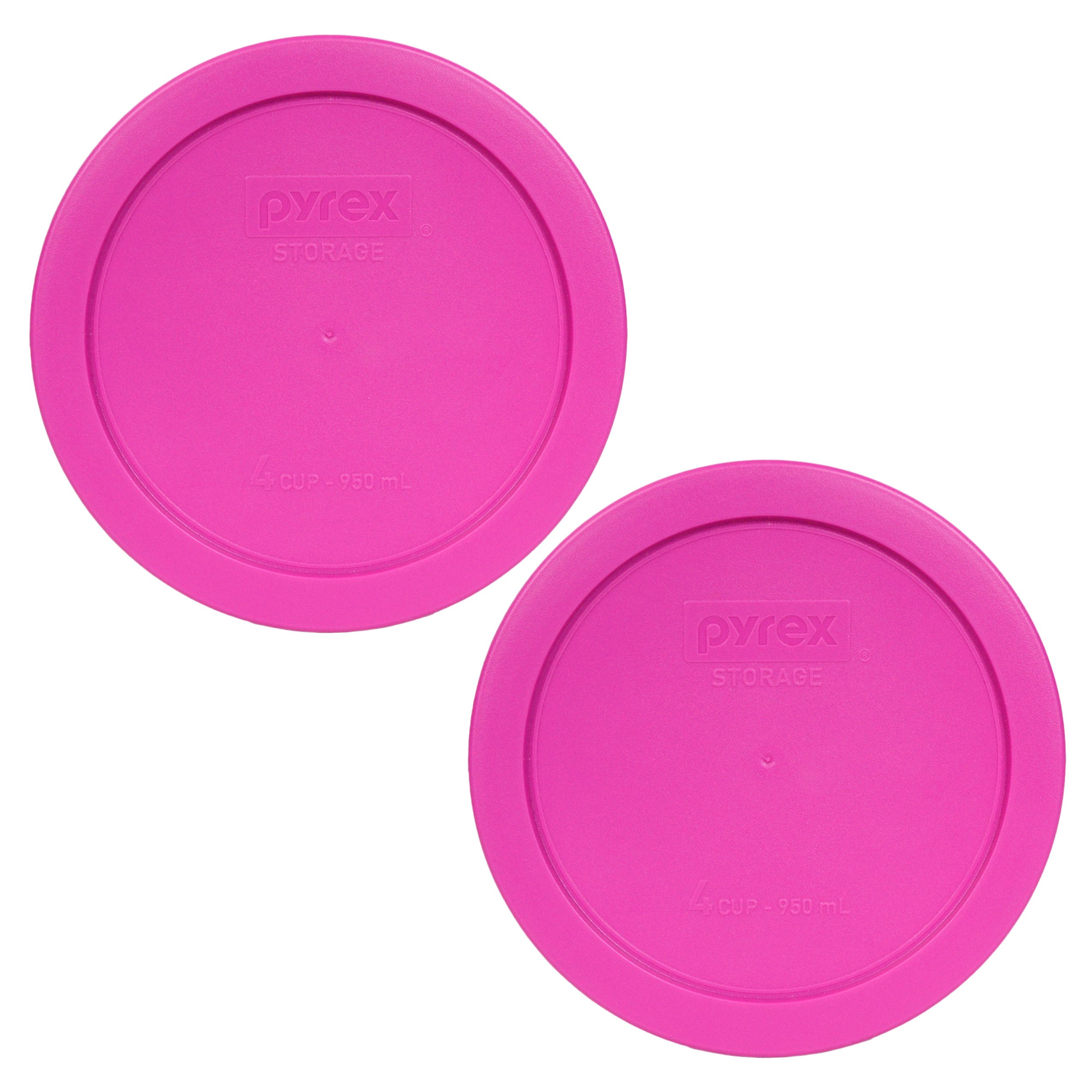 Pyrex 7201-PC 4-Cup Pink Round Plastic Food Storage Lid, Made in USA - 2 Pack