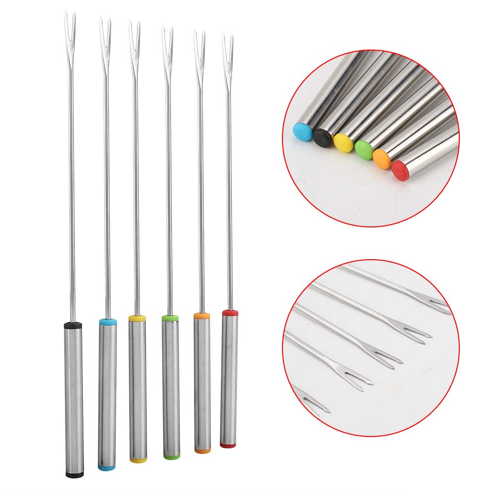 6Pcs Stainless Steel Forks Dessert Server Skewer Fondue Pot Forks Kitchen Tool Tableware Perfect for Cheese Meat Chocolate Dessert