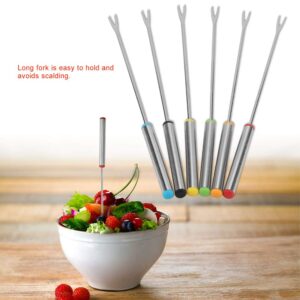 6Pcs Stainless Steel Forks Dessert Server Skewer Fondue Pot Forks Kitchen Tool Tableware Perfect for Cheese Meat Chocolate Dessert