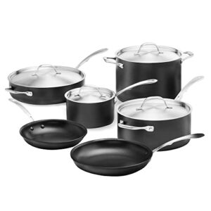 kitchara hard anodized non stick cookware set - nonstick, oven safe & non toxic pots and pans - professional chef quality 10 piece set with with frying pans, saucepans, saute pan, and stockpot