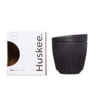 Huskee 6oz HuskeeCup Coffee & Tea Coffee Cup & Lid (Charcoal)