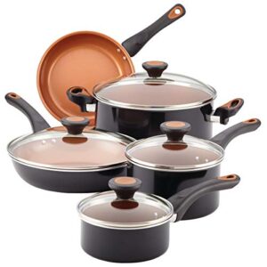 farberware glide copperslide ceramic nonstick 12 piece cookware set (black)