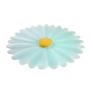 charles viancin - daisy silicone lid for food storage and cooking - 11''/28cm - airtight seal on any smooth rim surface - bpa-free - oven, microwave, freezer, stovetop and dishwasher safe - aqua