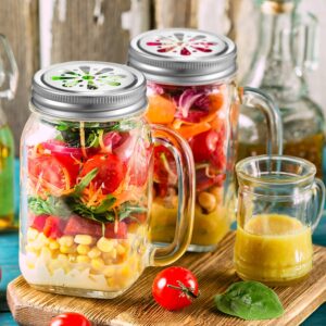 28 Pieces Daisy Jar Lids Regular Mouth Mason Jar Lids Daisy Cut Lids Storage Canning Lids Compatible with Straw Hole For Drinking Daisy Flower Jar Lids