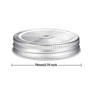 20 Pieces Stainless Steel Regular Mouth Mason Jar Lids with Straw Hole Compatible with Mason Jar (Silver, 2.7 Inch)