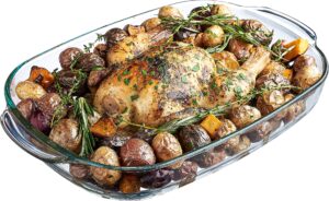 simax clear glass roaster dish: large rectangular roaster pan for baking and cooking - oven and dishwasher safe cookware – 3.5 quart oven pan