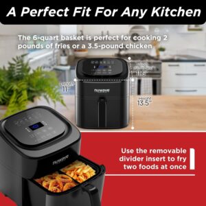 Nuwave 6-quart Brio Healthy Digital Air Fryer with One-Touch Digital Controls, 6 Preset Menu Functions & Removable Divider Insert, Black