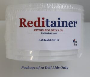 reditainer® deli container lids - airtight durable plastic lids - replacement reusable deli lids for reditainer® deli containers - * lids only * - package count (12)