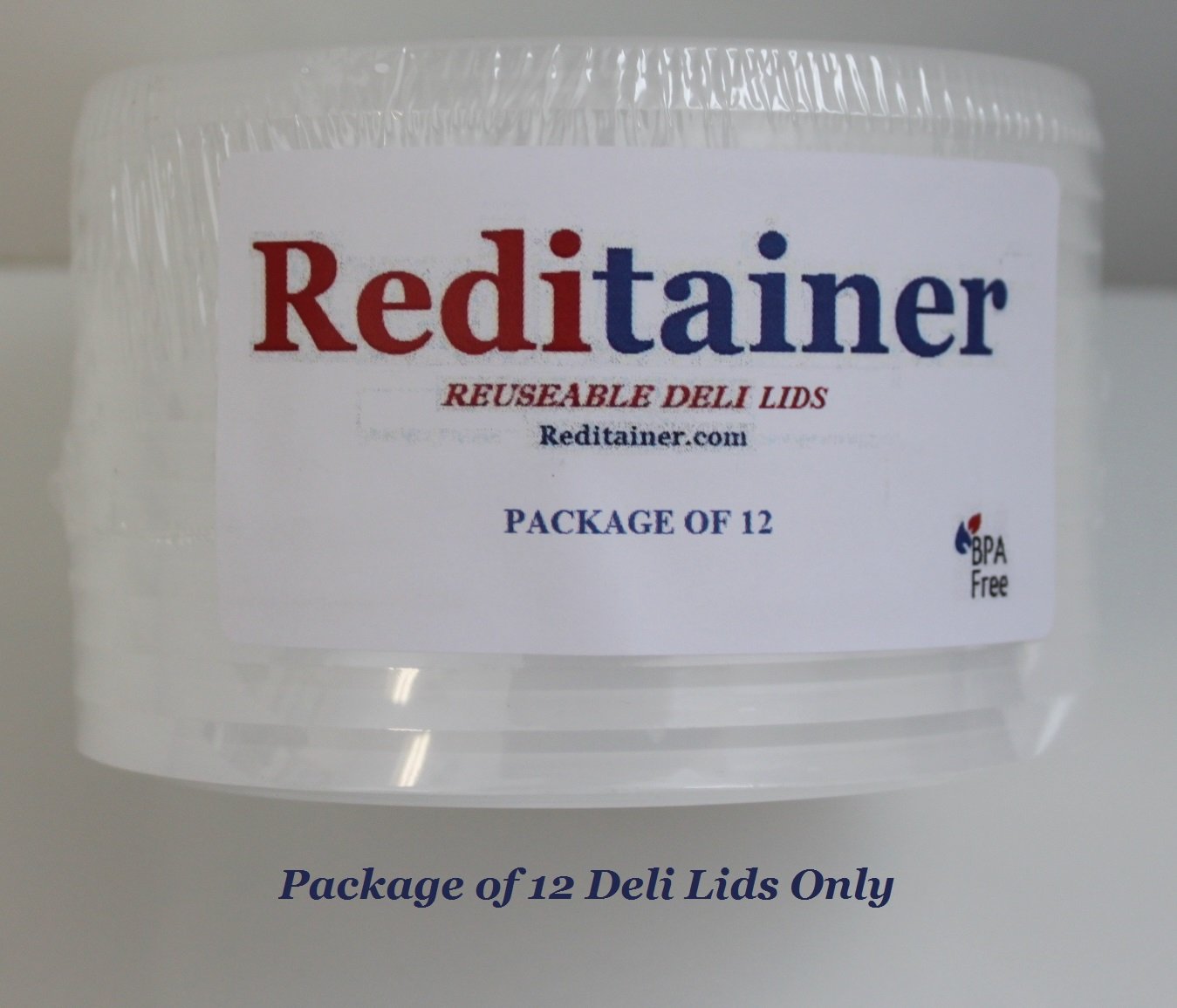 Reditainer® Deli Container Lids - Airtight Durable Plastic Lids - Replacement Reusable Deli Lids for Reditainer® Deli Containers - * LIDS ONLY * - Package Count (12)