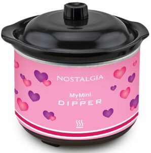 nostalgia mymini chocolate dipping pot with dipping forks valentine's gift fondue pot (pink)
