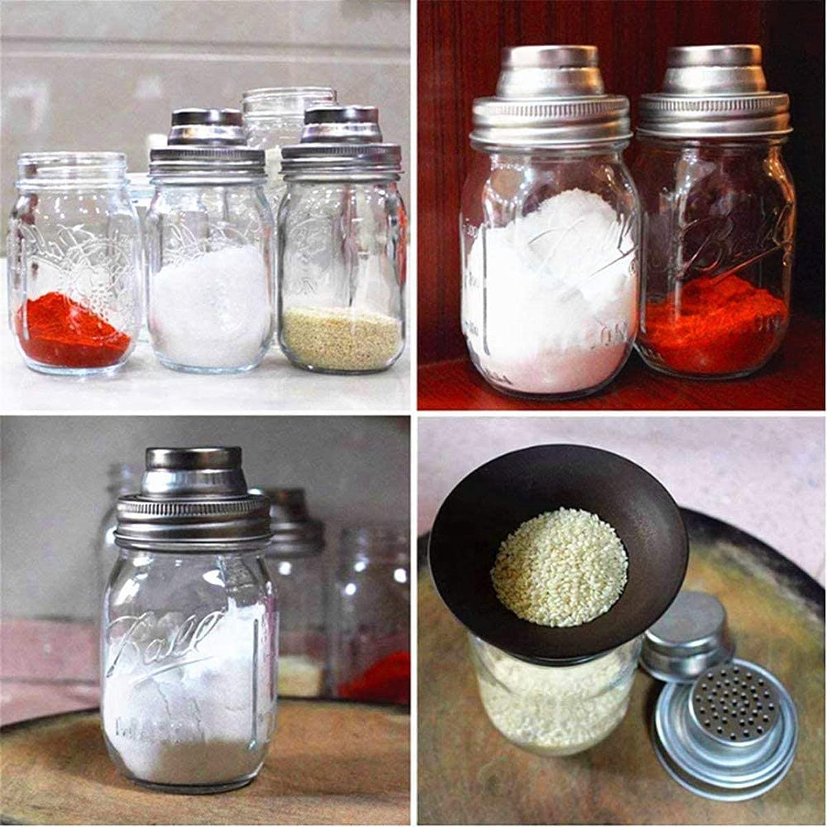 Mason Jars Shaker Lids Regular Mouth Sealing Lids for Mix Spices Canning Jar Lid Set of 4