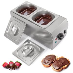 dyna-living 2-tanks chocolate melting machine upgraded chocolate tempering pot 1000w electric chocolate melter fondue with temperature control commercial warmer for chocolate milk coffee cheese soup