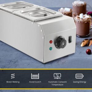 Dyna-Living 2-Tanks Chocolate Melting Machine Upgraded Chocolate Tempering Pot 1000W Electric Chocolate Melter Fondue with Temperature Control Commercial Warmer for Chocolate Milk Coffee Cheese Soup