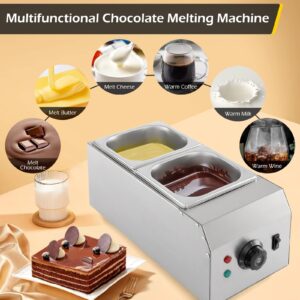 Dyna-Living 2-Tanks Chocolate Melting Machine Upgraded Chocolate Tempering Pot 1000W Electric Chocolate Melter Fondue with Temperature Control Commercial Warmer for Chocolate Milk Coffee Cheese Soup