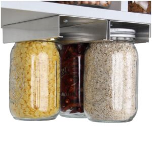 lopeztek mason jar organizer holder rack for food storage, under cabinet shelf canning hanger accessories for 4oz, 8oz, 12oz, 16oz, 24oz, 32oz, 64oz (2 pcs-regular)