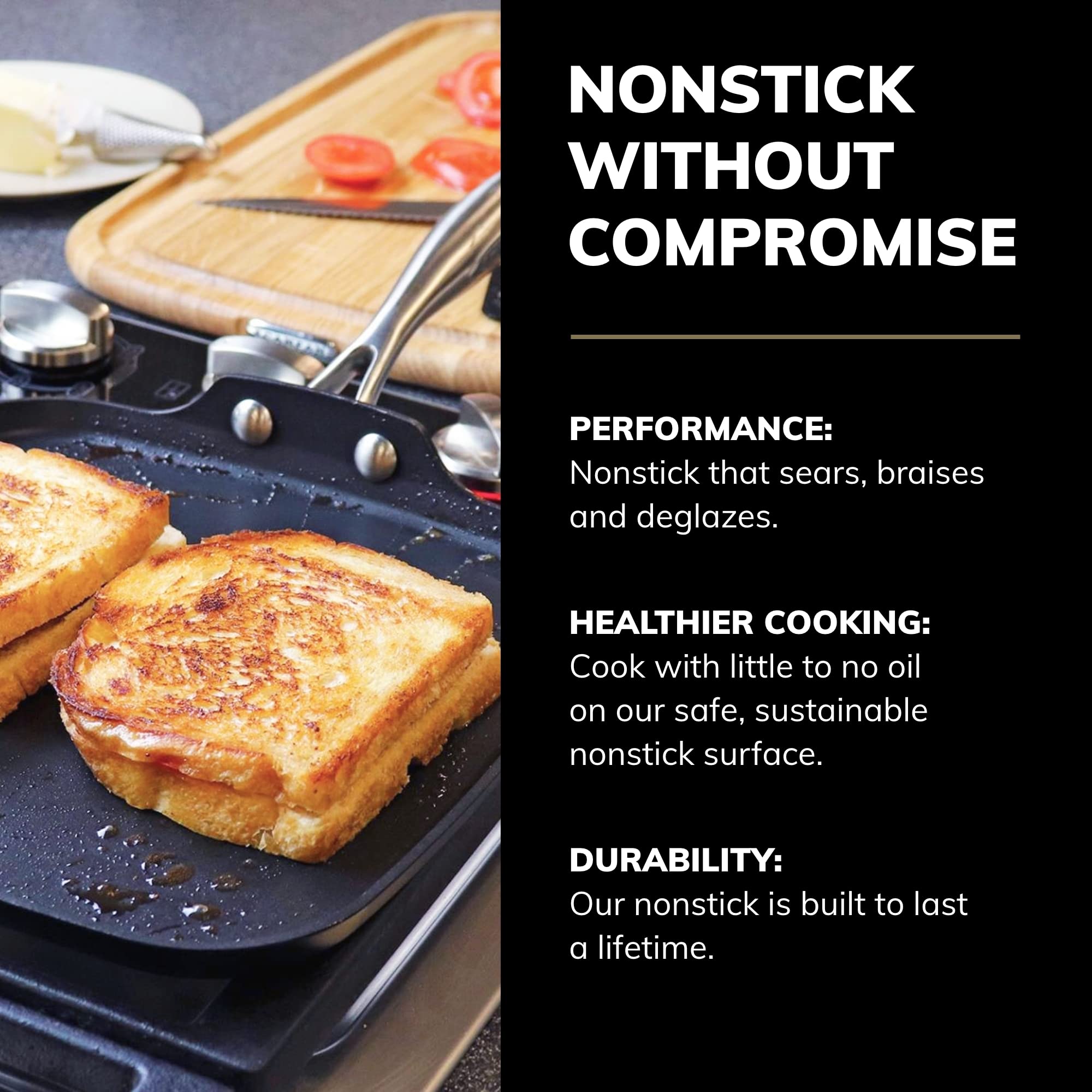 SCANPAN Professional 11” Griddle Pan - Easy-to-Use Nonstick Cookware - Dishwasher, Metal Utensil & Oven Safe - Made in Denmark