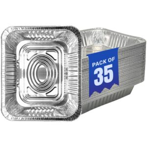 aluminum foil pans (35 pack), 9x13 disposable aluminum pans heavy duty baking tin foil trays for baking, great for pack 35