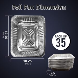 Aluminum Foil Pans (35 Pack), 9x13 Disposable Aluminum Pans Heavy Duty Baking Tin Foil Trays for Baking, Great for Pack 35