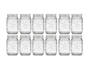 ball winter collection snowflake pint regular mouth canning jar, bulk, 12 jars (no lid or band)