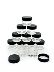 skunkworx packaging 7cc (2 dram) glass concentrate jars with black lids (12 count)