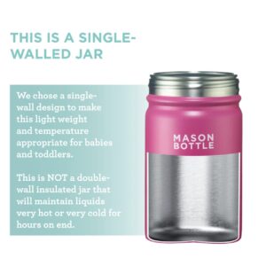 Mason Bottle - Stainless Steel 12oz Mason Jar, Single-Wall (Pink)