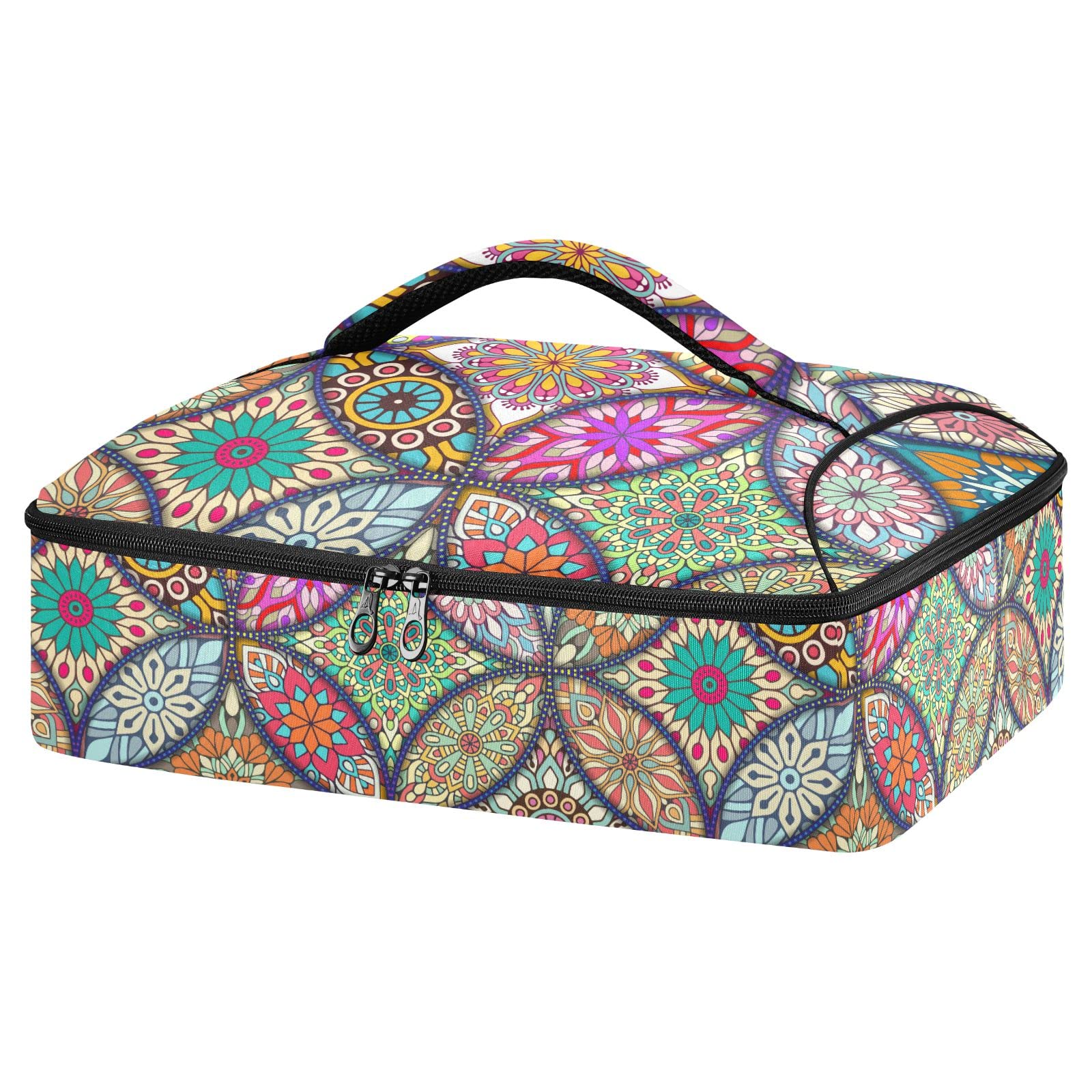 aiyojasen Insulated Casserole Dish Carrier Bag,Mandala Reusable Carrier Keeps Food Hot or Cold, Perfect for Lasagna Pan, Casserole Dish & More