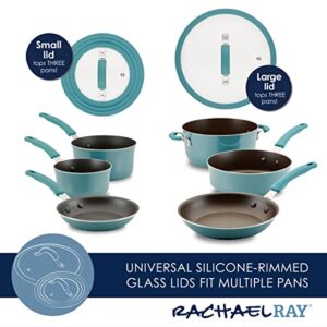 Rachael Ray Cook + Create Nonstick Cookware/Pots and Pan Set, 10 Piece, Agave Blue