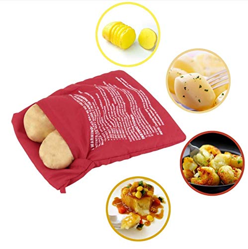 JQYXSS Microwave Potato Bag, 1 Pieces Reusable Express Microwave Potato Cooker Bag,Nice Size and Easily Fits 4 Potatoes