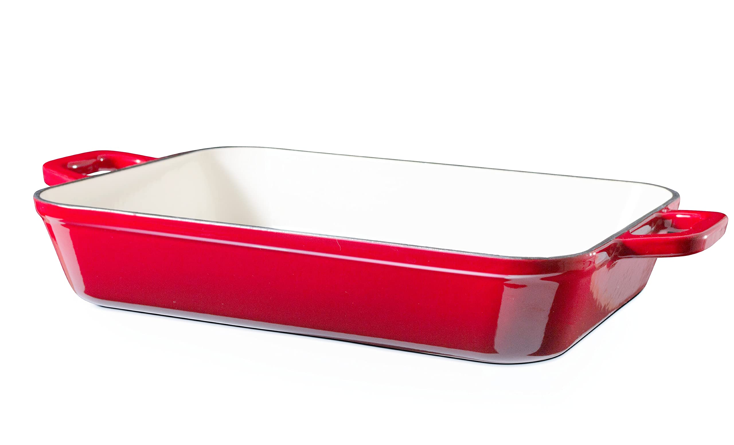 Eternal Living Enameled 13" Cast Iron Baking Pan Rectangular Lasagna Dish Large Roasting Pan Red