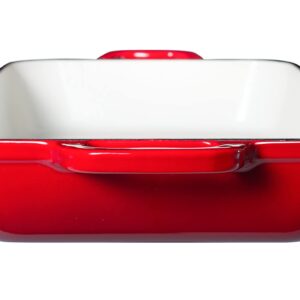 Eternal Living Enameled 13" Cast Iron Baking Pan Rectangular Lasagna Dish Large Roasting Pan Red