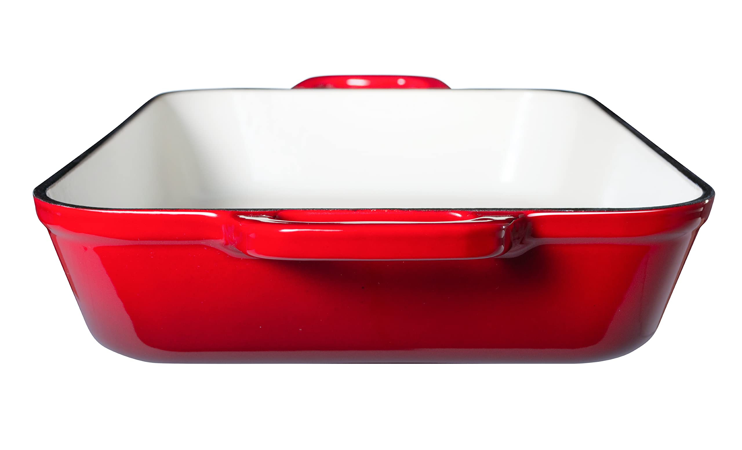 Eternal Living Enameled 13" Cast Iron Baking Pan Rectangular Lasagna Dish Large Roasting Pan Red