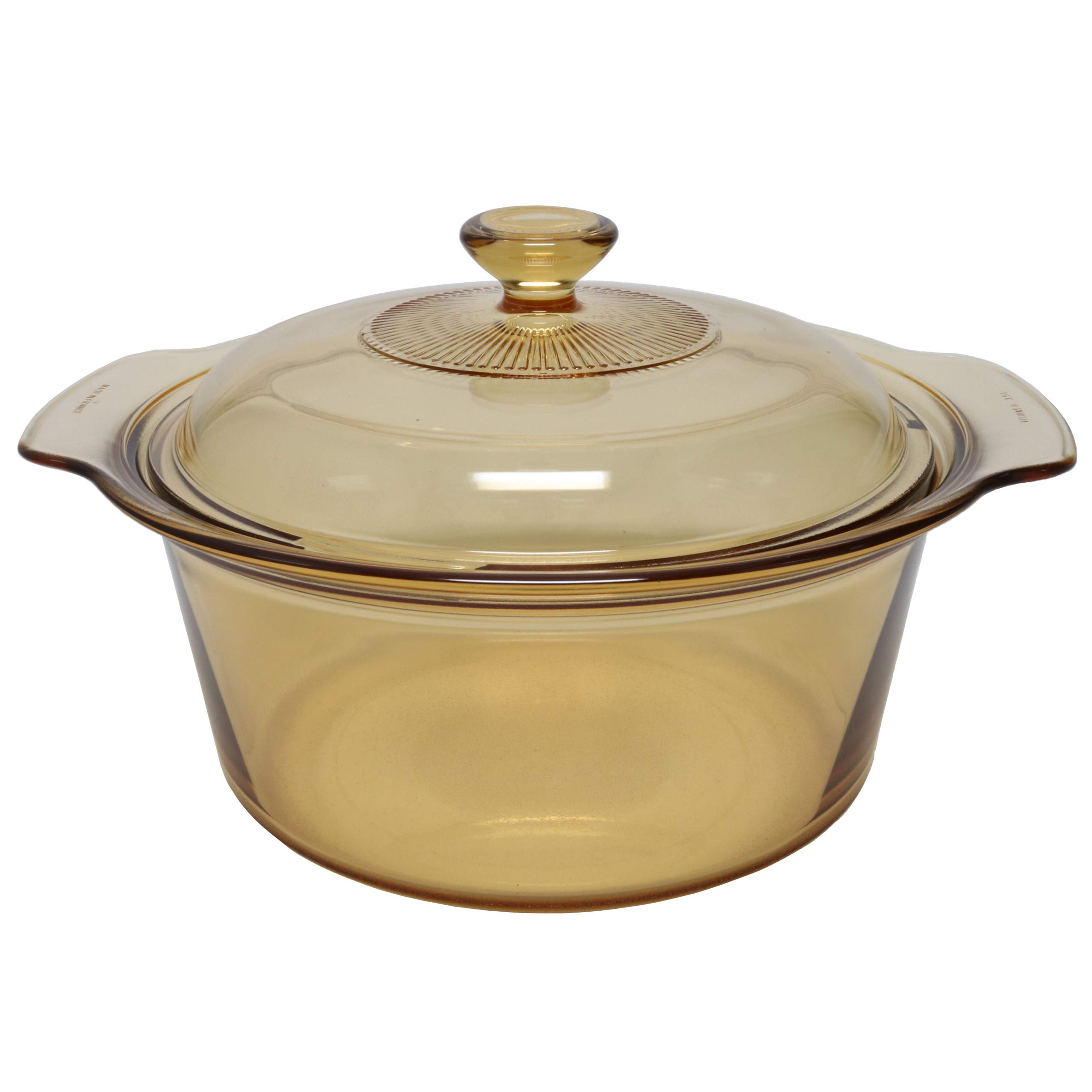 Visions 3.5 L Dutch Oven Amber Glass Pot and Visions V-33-C 3.5 Qt Lid Cover Made in the USA