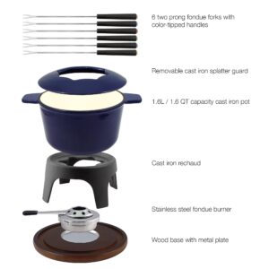 Swissmar F66706 Sierra 1.6-Quart Cast Iron Meat Fondue Set, 11-Piece, Deep Blue