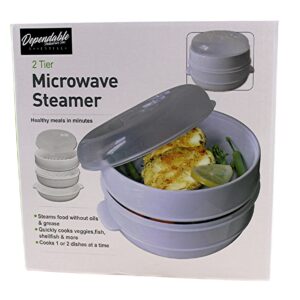 2 Tier Microwave Steamer Healthy Cooking Quick Fast Vegetables No Oil Needed! Cooks Up To 2 Dishes At One Time