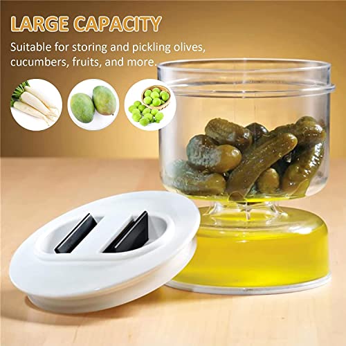 XCVBNM Pickle and Olive Hourglass Jar - Pickle Jar with Strainer Flip, Pickle Grabber, Juice Separator, Pickle Container, Kimchi Jar for Airtight Food Storage